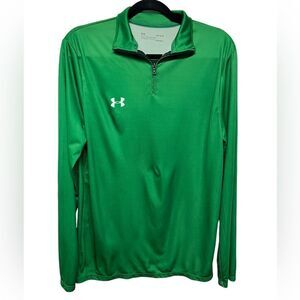 Under Armour Heat Gear Green Quarter Zip Sweatshirt Loose Long Sleeve Athletic